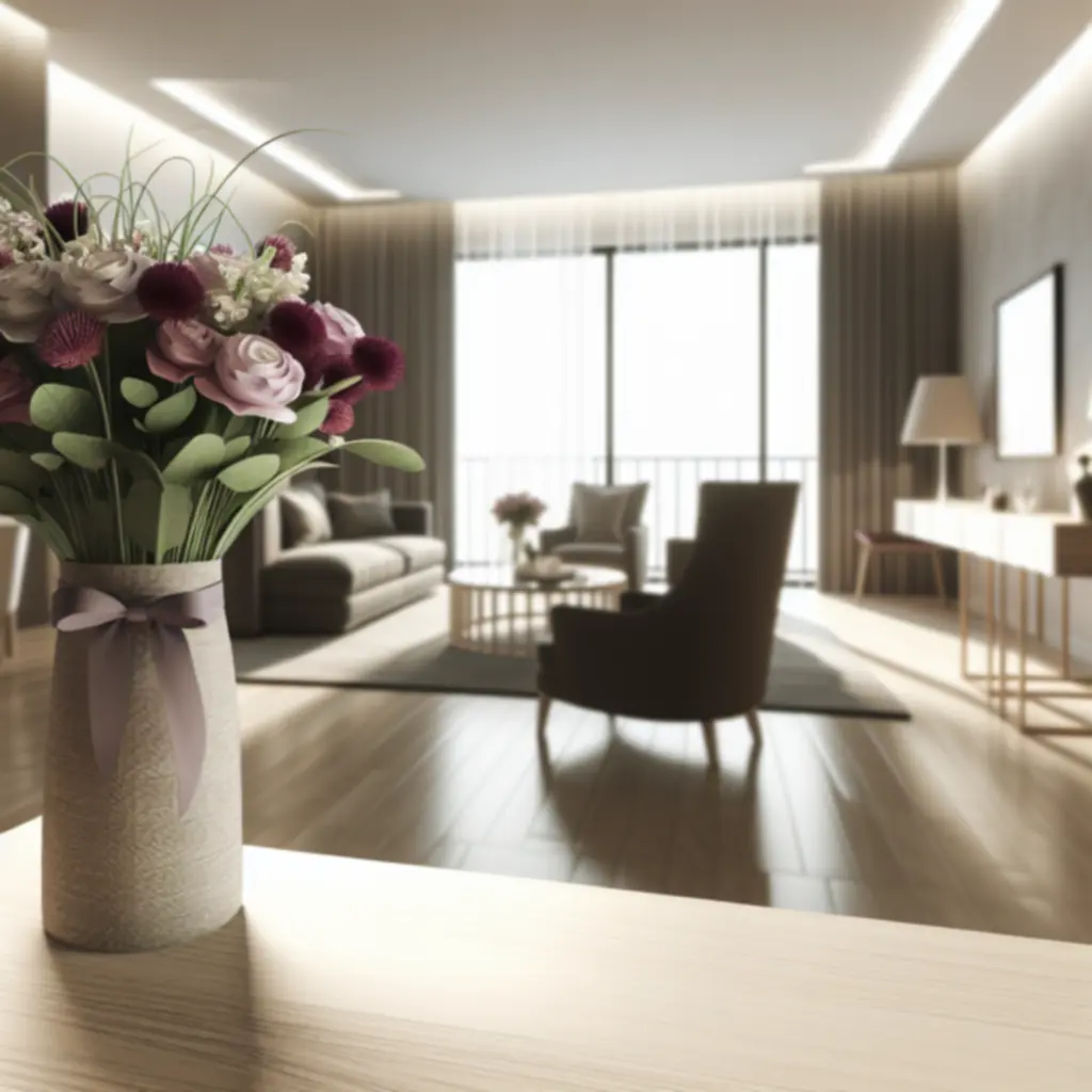 Sfeervol gestyled boeket op een eettafel