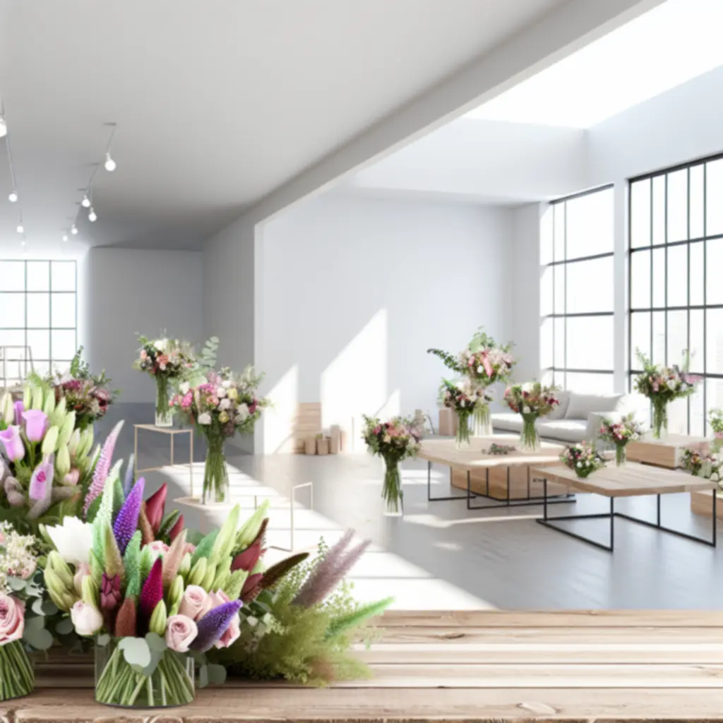 Selectie van kleurrijke bouquetten op een lichte achtergrond