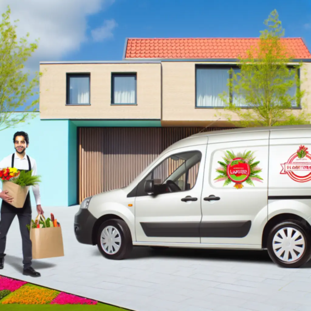 Bloemenbezorgbus van Bloem Haven onderweg met verse boeketten