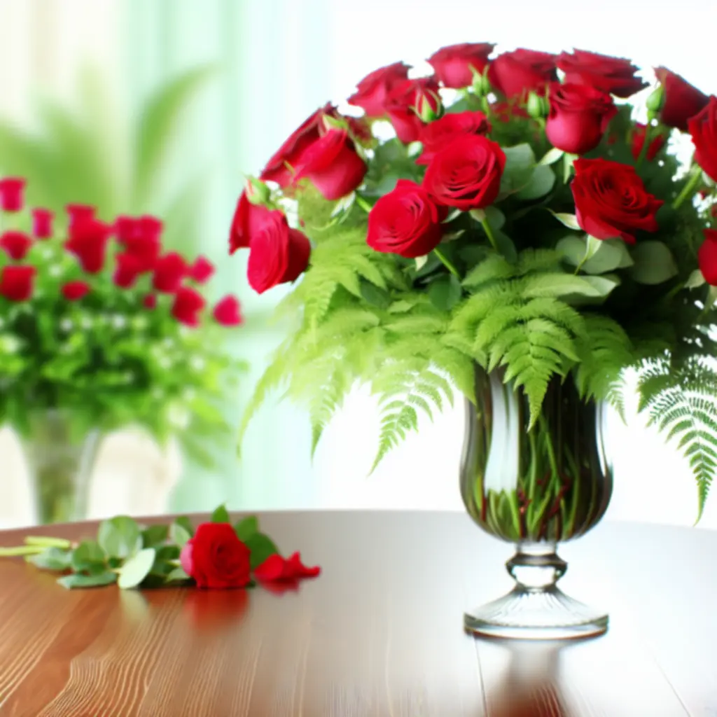 Romantisch boeket met rode rozen.